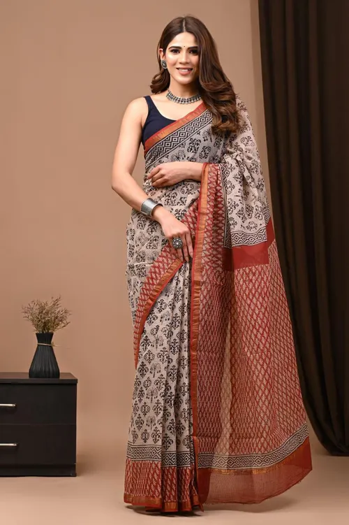 Lightweight Bagru Print Kota Sarees